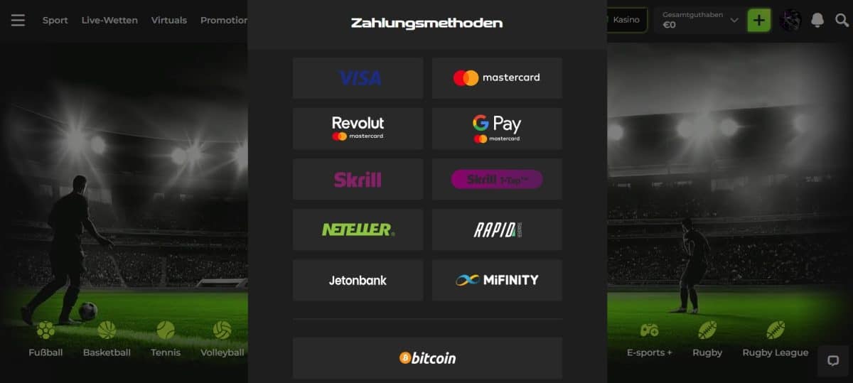 Betovo Einzahlung Übersicht