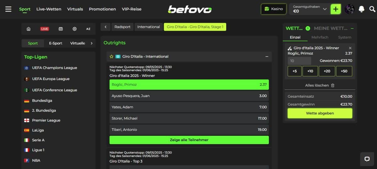 Betovo Radsport Wette