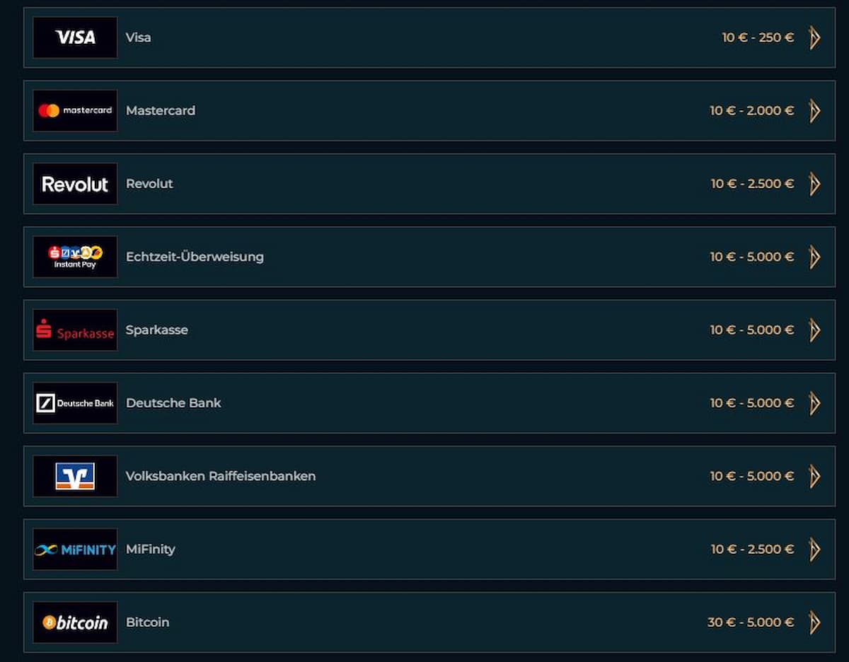 Ein und Auszahlung im Monsterwin Casino