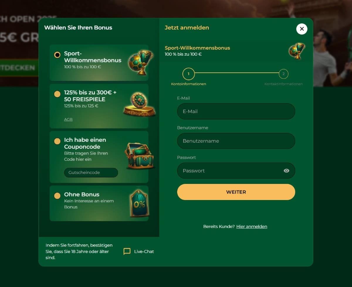 Grandwin Sport Registrierung Bonus