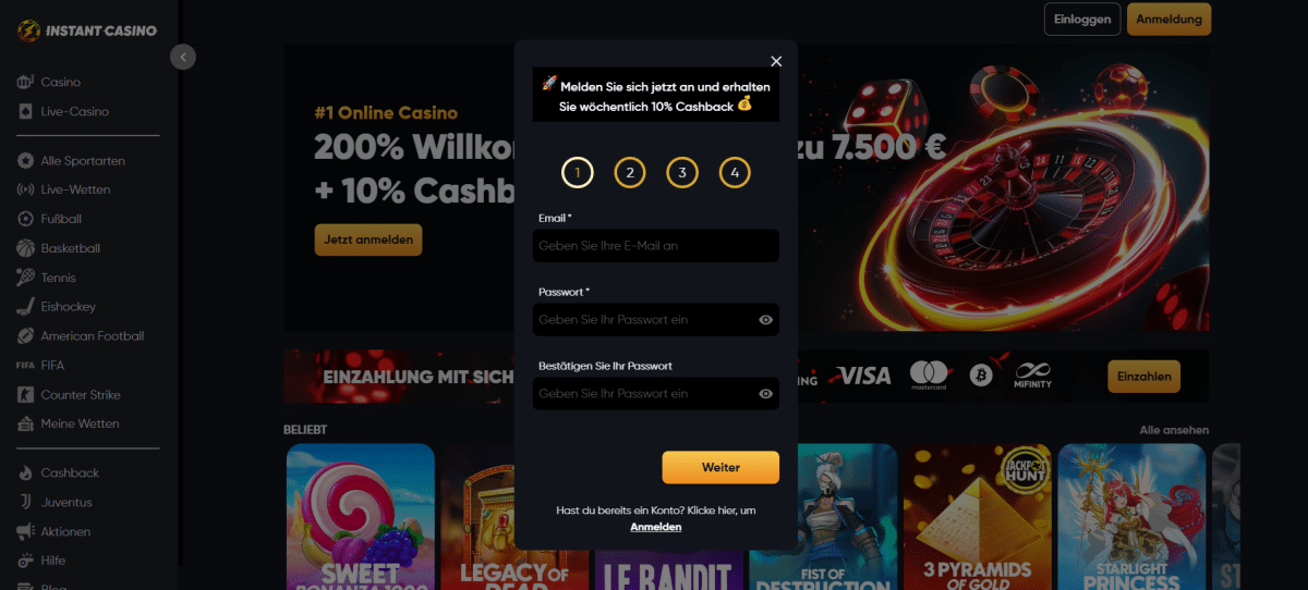 Instant Casino Registrierung