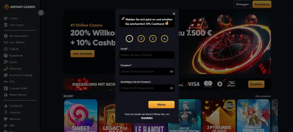 Instant Casino Registrierung
