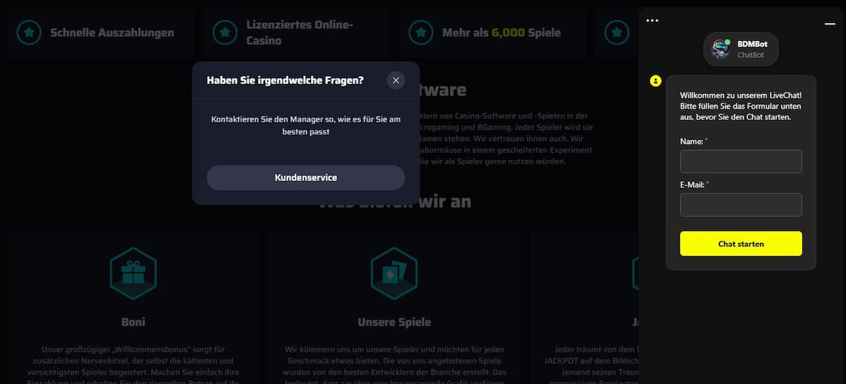 Kundenservice bei BDMbet