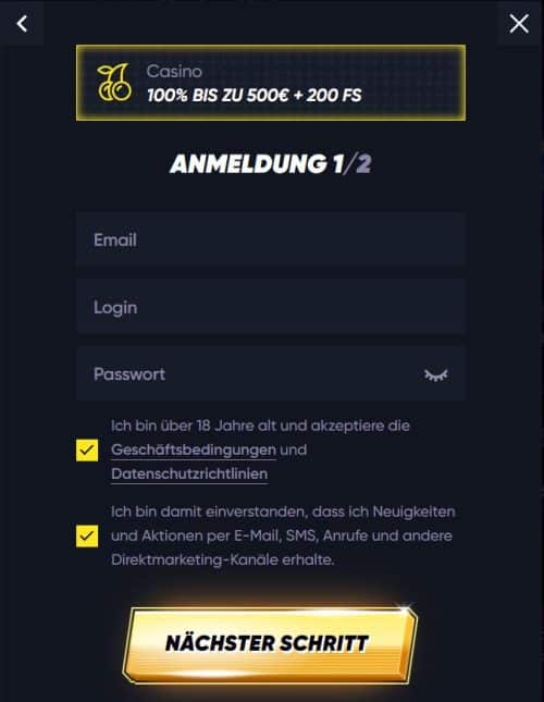 Quickwin Registrierung