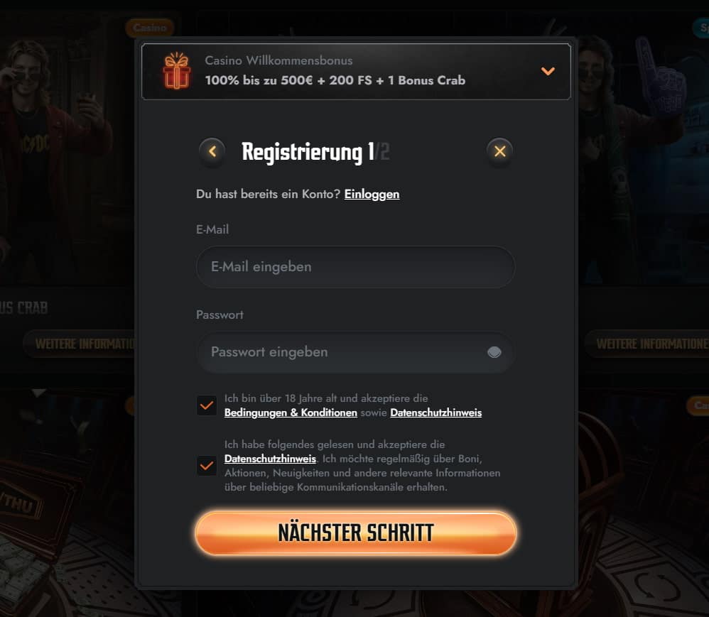 Registrierung starten