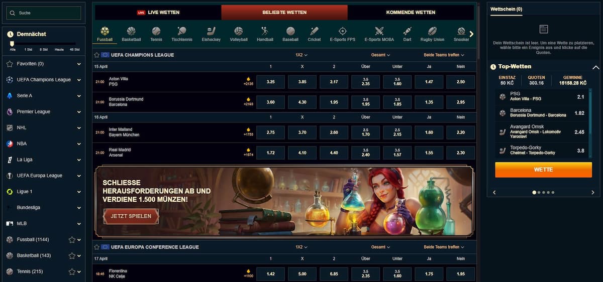 Sportwetten bei Monsterwin Casino