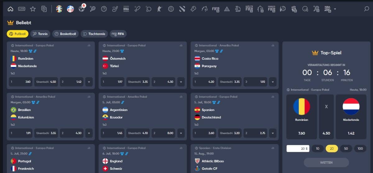 Instant Casino Wette platzieren