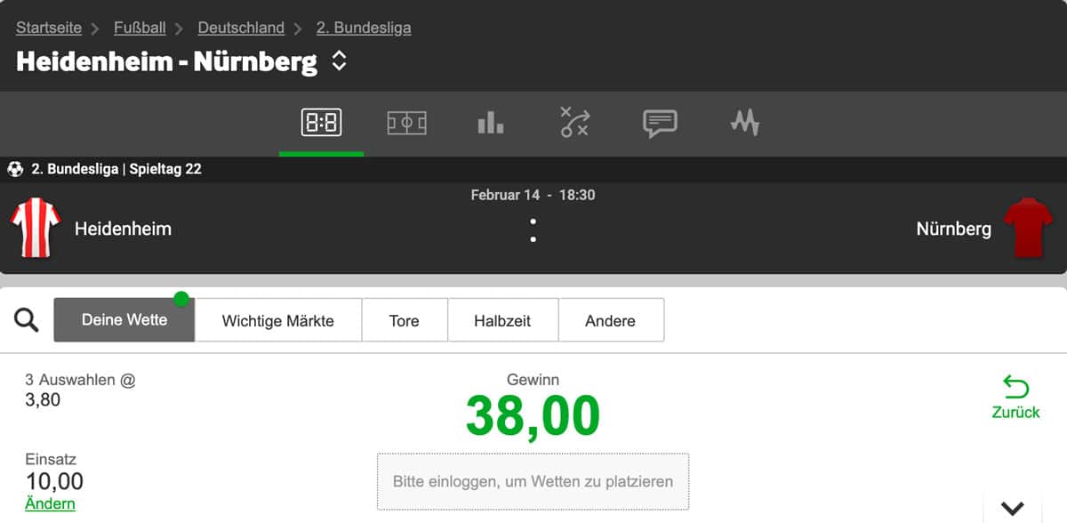 Betway Wettkonfigurator